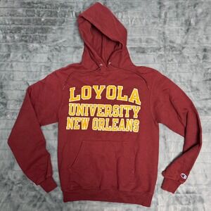 Champion Loyola University New Orleans Hoodie Maroon Mens Small Eco Authentic